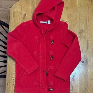 Liz Claiborne Boiled Wool Toggle Red Coat Medium